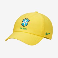 a yellow hat with the brazil logo on it