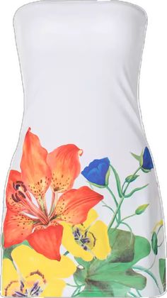 White Printed Sleeveless Mini Dress, White Sleeveless Printed Mini Dress, Multicolor Print Sleeveless Mini Dress For Summer, Summer Sleeveless Mini Dress In Multicolor Print, Sleeveless Multicolor Print Mini Dress For Summer, Summer Sleeveless Mini Dress With Multicolor Print, Sleeveless Multicolor Floral Print Mini Dress, Printed Sleeveless Mini Dress For Beachwear, White Tropical Print Sundress For Summer