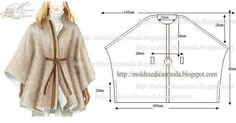 a woman's cape with the measurements for it