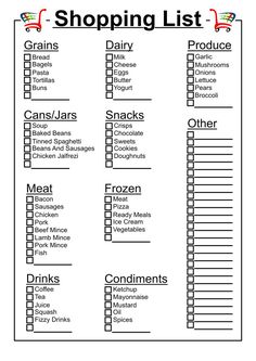 the grocery list is shown in black and white