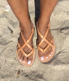 ♥ A pair of high quality,100% genuine Greek leather sandals ♥ You can wear them all day, they are very comfortable ♥ Perfect for everyday adventures, beach, bridal If you take half size, go UP to the nearest whole size. Ladies shoe sizes EU3536373839404142 UK23-3.54566.578 USA4.5567891011 cm23.123.824.425.125.826.527.2....27.8 inches__9.19.39.69.910.1510.410.710.9 You can see my sandals at Anyans Review: https://anyasreviews.com/grecian-sandals-etsy-review/ YOU CAN FIND MORE THAN 120 SANDAL DESI Barefoot Sandals Women, Grecian Sandals, Sandals Greek, Classic Sandals, Ladies Shoe, Tie Up Sandals, Sandals Comfortable, Leather Sandals Handmade