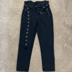 These Jeans Are Super Stylish And Edgy, And Have Amazing Details. I’ve Never Worn Them Unfortunately Because They Don’t Fit. Edgy High Rise Pants With Belt Loops, Edgy High-rise Pants With Belt Loops, High Waist Jeans For Night Out With Belt Loops, Edgy Black Bottoms From Forever 21, Forever 21 High Waist Streetwear Bottoms, Edgy High Waist Bottoms From Forever 21, Forever 21 Trendy Streetwear Bottoms, Trendy Streetwear Bottoms From Forever 21, Trendy Forever 21 Streetwear Bottoms