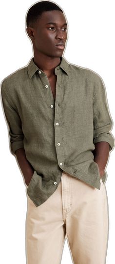 Stay Cool, Natural Texture, Linen Shirt, Linen Fabric, Olive Green, Banana Republic, Love This, Casual Button Down Shirt, Heat