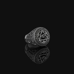 Masonic Symbol Ring, Freemasonry Ring, Unique Mason Ring, Handcrafted Masonic, Masonic Jewelry, Silver Mason Ring, Intricate Design by AngeliosJewelry on Etsy Masonic Symbol, Masonic Jewelry, Gold And Silver Rings, Secret Society, Ring Unique