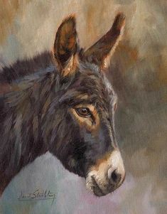 an oil painting of a donkey's head