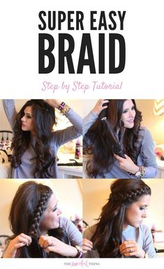 Hairstyle For Long Hair Easy, Growing Out Bangs, Braids Step By Step, Hairstyle For Long Hair, Emily Gemma, Tutorial Hair, The Sweetest Thing