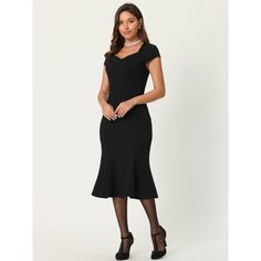 This dress can be a perfect addition to almost any outfit from formal to daily wear, great for work, meeting, office, businesses, work, party, cocktail, wedding, casual, daily dressing, etc. Pair with delicate necklace and heels for a chic office look. Comfortable and classic, this sheath dress is perfect on its own or as a layer under a blazer or jacket. Elegant V-neck Dress With Fitted Waist, Elegant Formal Dress With Sweetheart Neckline, Flirty Midi Dress With Sweetheart Neckline For Formal Occasions, Fitted Bodice Midi Dress For Workwear With V-neck, V-neck Midi Dress With Fitted Bodice For Work, Elegant Midi Dress With Fitted Bodice For Work, Formal Midi Dress With Fitted Waist And A-line Shape, Flirty Fitted A-line Midi Dress, Elegant Midi Dress For Work