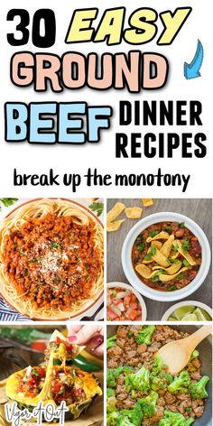 the cover of easy ground beef dinner recipes