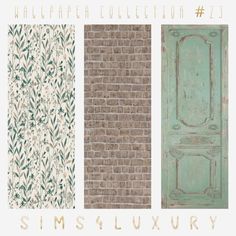 four different doors with the words wallpaper collection 23 sims 4 luxury on them