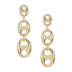 1 3/8 Graduated Puffed Mariner Dangle Earring Real 10K Yellow Gold freeshipping - bayamjewelry Gucci Link Chain, Real Gold Jewelry, Link Earrings, Earrings Collection, Chain Earrings, 10k Gold, Real Gold, Link Chain, Gold Jewelry