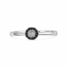 A simple look with sparkle to spare, this ring is a great look any time. Fashioned in sterling silver, this ring features a miracle-set white diamond accent center stone surrounded by a frame set with alluring enhanced black diamonds. Polished to a brilliant shine, this ring captivates with 1/10 ct. t.w. of diamonds. Custom made to fit her ring size. Sterling silver rings cannot be resized after purchase. Black Diamond Promise Ring, Diamond Promise Ring, Her Ring, Diamond Promise Rings, Peoples Jewellers, Frame Set, Promise Ring, White Diamond