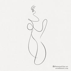 a line drawing of a woman with her arms spread out in front of her head