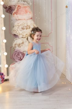 Dusty Rose Flower Girl Dress, First Birthday Dress, Flower Girl Dresses Blue