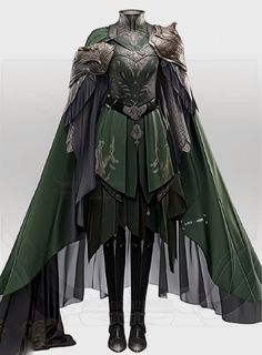 High Fantasy Costume, Royal Elf Clothes, Battle Dress Female, Cleric Clothing, Armoured Dress, Princess Warrior Outfit, Cool Fantasy Outfits, Casual Knightcore Outfits, Fantasy Elf Outfit