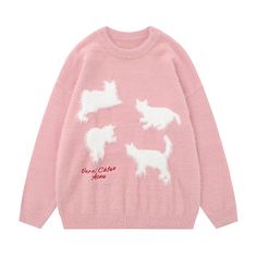 Size: 2XL, Color: Pink Coquette Sweaters, Cute Winter Sweaters, Kitten Sweater, Chicken For Dogs, The Special One, White Clothes, Pinterest Outfits, Kawaii Clothes, White Outfits