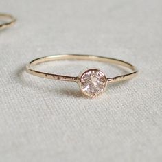 Solid 14k Gold Gemstone Ring Sparkling Thread of Gold by MARYJOHN Everyday 14k Rose Gold Ring, Everyday Stackable Rose Gold Birthstone Ring, Delicate Rose Gold Sterling Silver Diamond Ring, Rose Gold 14k Ring With Bezel Setting, Everyday Rose Gold Solitaire Rings, Everyday Rose Gold Round Birthstone Ring, Stackable 14k Rose Gold Rings, Delicate Stackable 14k Rose Gold Rings, Dainty 14k Rose Gold Jewelry With Single Diamond