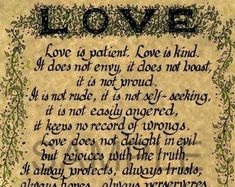 an old paper with the words love written on it