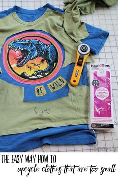 an easy diy project for kids to make t - shirts with dinosaurs on them