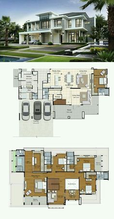 the floor plan for this modern house is very large and has lots of space to put in