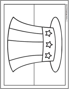 an american flag hat with stars on it, coloring page for the fourth of july