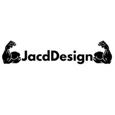 the logo for jacdesign, a bodybuilding brand that is being used to promote