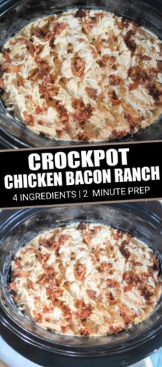 crockpot chicken bacon ranch recipe in the slow cooker with instructions to make it