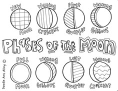 the phases of the moon for kids to color and practice their handwriting skills with this printable