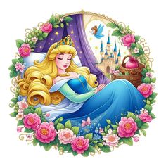 the sleeping princess is surrounded by flowers