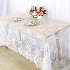 PRICES MAY VARY. Lace Tablecloth Rectangle √ LACE TABLECLOTH RECTANGle: White lace tablecloth has beautiful flower vintage embroidered lace, adds extra elegance to your wedding party tablecover √ SIZE OF LACE TABLE CLOTHs: Birthday Table Cloth Width 60 inch x length 120 inches (10 feet) lace tablecloth rectangular. √ ELEGANT OF LAEE TABLECLOTH: Dress up tables with this elegant lace tablecloth 60x120. With its see-through design, it's perfect for wood tables or as an accent over a solid tableclo Lace Table Cloth, Lace Tablecloths, Tea Party Table, Snow Wedding, Lace Runner, Sequin Backdrop, Quince Ideas, Lace Table Runners, Party Table Cloth