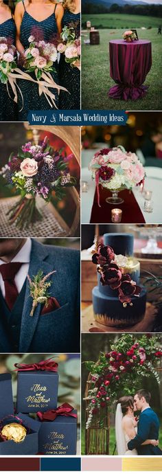 a collage of photos with different colors and designs on the theme of wedding day