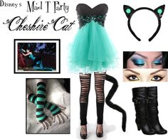 a collage of costume and accessories including boots, stockings, gloves, cat ears