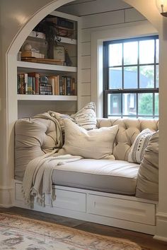 Library Room Home, Tacky Decor, Decor Above Kitchen Cabinets, Cozy Window Nook, Library Rooms, Cozy Home Library, Cozy Window Seat, Cozy Farmhouse Living Room, Home Library Rooms