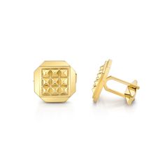 MICHAEL M Cufflinks 14K Yellow Gold Men's Tetra Octagon Cuff Links Luxury Modern Octagon Men's Ring, 14k Yellow Gold Hallmarked Cufflinks, Gold 14k Polished Cufflinks, Yellow Octagon-shaped Jewelry Gift, Hexagon Cufflinks, Gold Hex, Octagon Shape, Womens Wedding Bands, Three Stone Rings