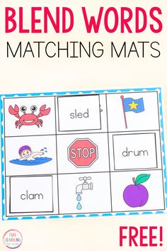 blend words matching mats with free printable worksheet for kids to practice their spelling skills