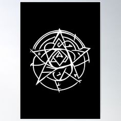 a black and white poster with an image of a star in the center on it