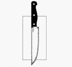 a black and white drawing of a knife with the blade cut off from it's side