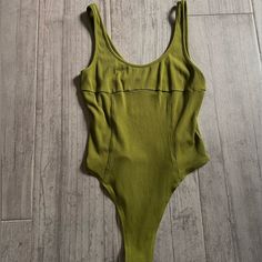 -3 Plastic Clasps -Cheeky Bottom -Never Worn Fitted Green Bodysuit With Scoop Neck, Green Stretch Summer Bodysuit, Green Sleeveless Cotton Bodysuit, Green Scoop Neck Bodysuit For Spring, Casual Green Scoop Neck Bodysuit, Casual Green Scoop Neck Swimwear, Casual Green Stretch Bodysuit, Tops Shein, Tank Bodysuit