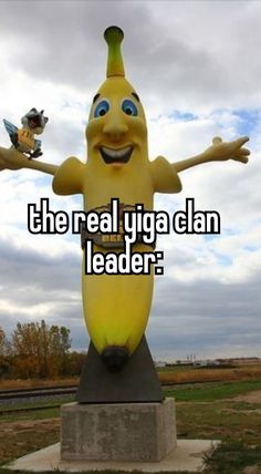 a banana statue with the words, the real ugg can leader