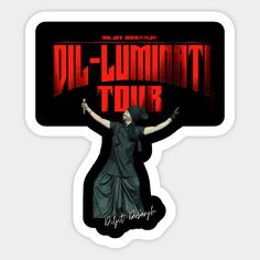 a sticker with an image of a woman holding her arms up in the air