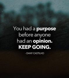 the quote you had a purpose before anyone had an opinion keep going