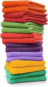 a stack of colorful towels sitting on top of each other