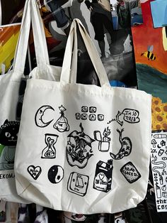 made to order tote bags any design you see on the bag, or in the other photos is fair game, but not all i can do. if you want something that isn't pictured, describe it or reach out with inspiration photos. i can do cartoon characters too. to clarify what you want, let me know which photo the doodle is in, and give me a brief description of the drawing, and i'll figure it out from there. if you don't know for sure, i can do it randomly and surprise you! Fair Games, Inspiration Photos, I Can Do It, Figure It Out, Cartoon Character, Cartoon Characters, Tote Bags, Do It, Give It To Me