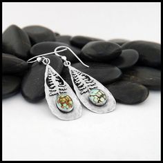 Turquoise Pine Tree Drop Earrings The Soil, Pine Tree, Bezel Setting, Sterling Silver Earrings, Soil, Nature Inspiration, Original Designs, Silver Earrings