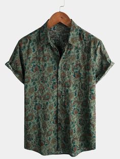 Cheap Green Hawaiian Shirt With Button Closure, Cheap Fun Tops For Men, Fall Wedding Floral Mens Shirt, Men’s Retro Outfits, Vintage Outfits 70s Men, Funky Outfits Men, Primavera Festival, Olive Green Aesthetic, Mens Green Shirt