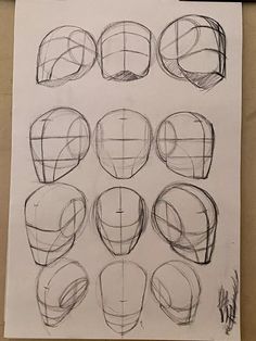 a sheet of paper with different shapes and lines drawn on it, including the top half of