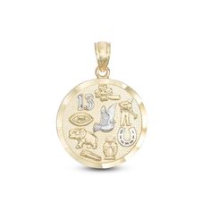 Good luck for all. Pair this luck symbol medallion charm with your favorite chain (sold separately). Made in responsibly sourced 10K solid yellow gold for everyday wear. Height: 22.5 mm Width: 16 mm 14k Gold Good Luck Pendant Charms, 14k Gold Pendant Charms For Good Luck, Engraved Yellow Gold Medallion Charms, 14k Gold Engraved Medallion Charms, 14k Gold Medallion Engraved Charms, 14k Gold Round Pendant Charm Necklace For Good Luck, Engraved 14k Gold Medallion Charms, Yellow Gold Symbolic Charms For Good Luck, Yellow Gold Symbolic Good Luck Charms