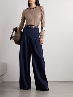 Altuzarra’s ‘Zanni’ pants are defined by their voluminous, wide-leg silhouette. Tailored from a wool-blend in a ‘Berry Blue’ shade, they have low side pockets and pleats along the front. Wear yours with a tucked-in top. Blue Wide Leg Pants Outfit, Navy Trousers Outfit, Navy Blue Pants Outfit, Blue Trousers Outfit, Navy Pants Outfit, Blue Pants Outfit, Wide Leg Trousers Outfit, Wide Leg Pants Outfit, Wide Leg Pants Outfits