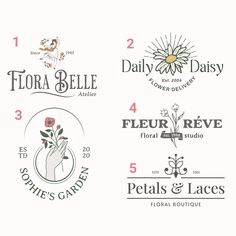 four logos for floral boutiques and flower shops