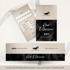 hair extensions hang tag and wrap template