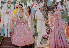 the bride and groom are getting ready to walk down the aisle at their wedding ceremony